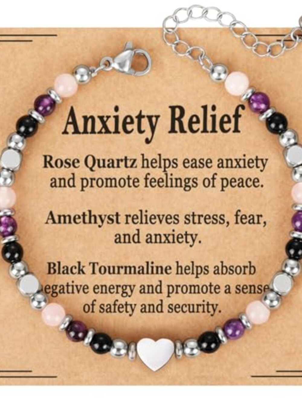 Natural Healing Crystal Beaded Bracelet Anxiety Relief Adjustable